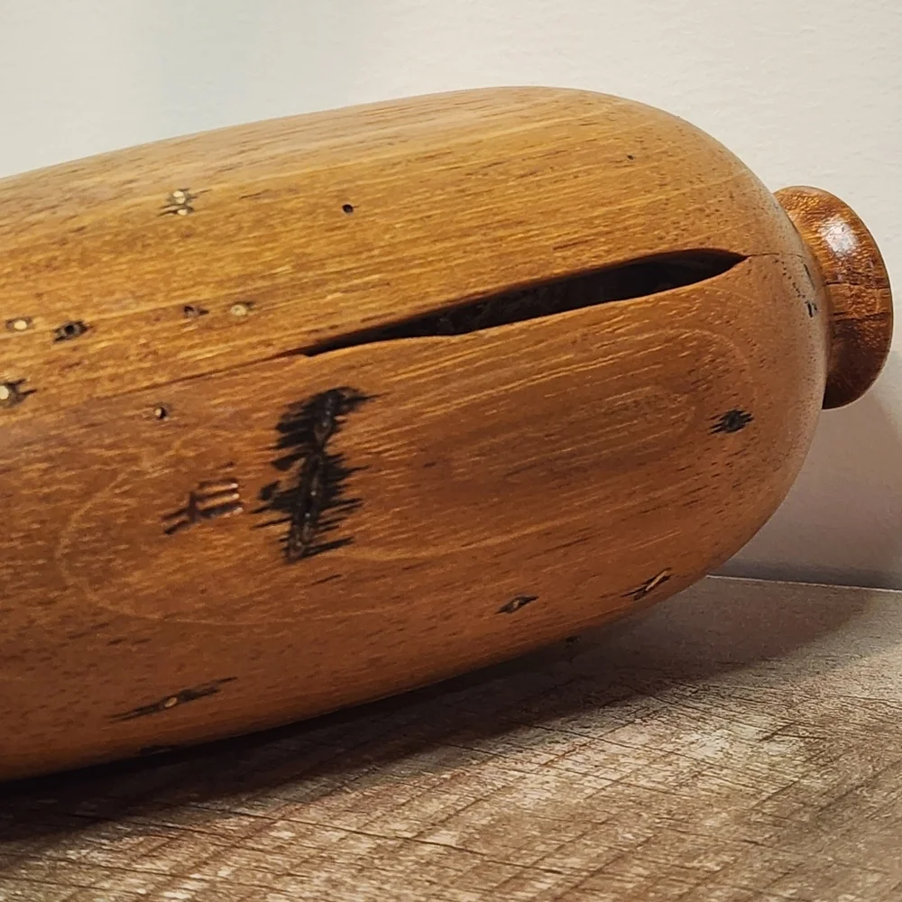Vintage Artisan Signed Hand Crafted Turned Wood Art Decorative Vase Minimalist